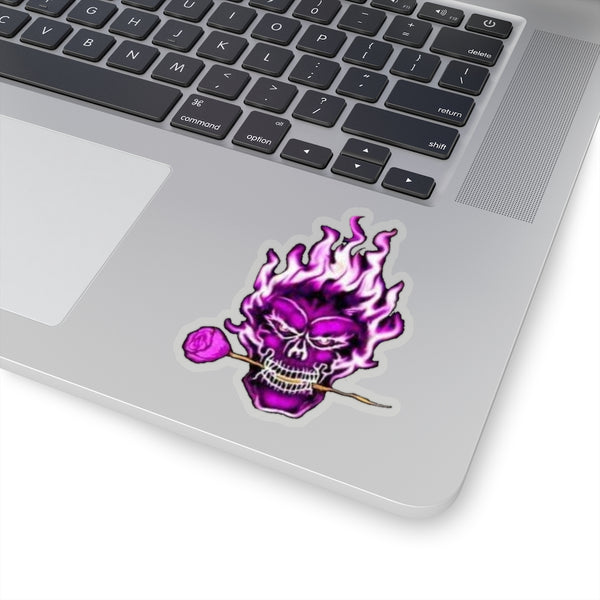 Flame Rose Skull Sticker