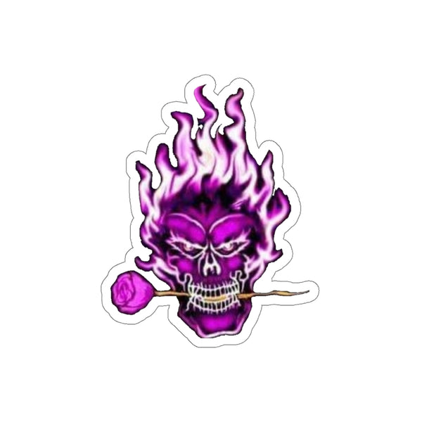 Flame Rose Skull Sticker