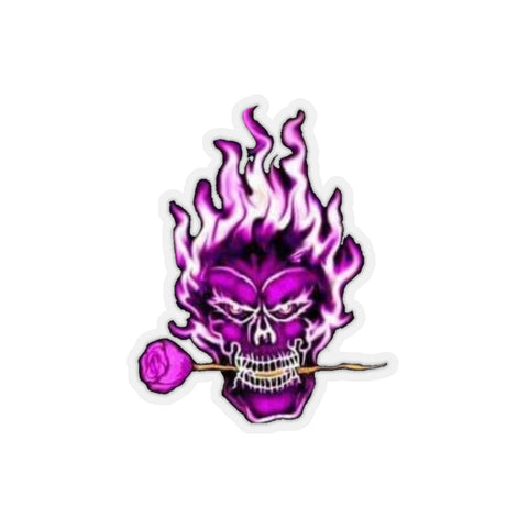 Flame Rose Skull Sticker